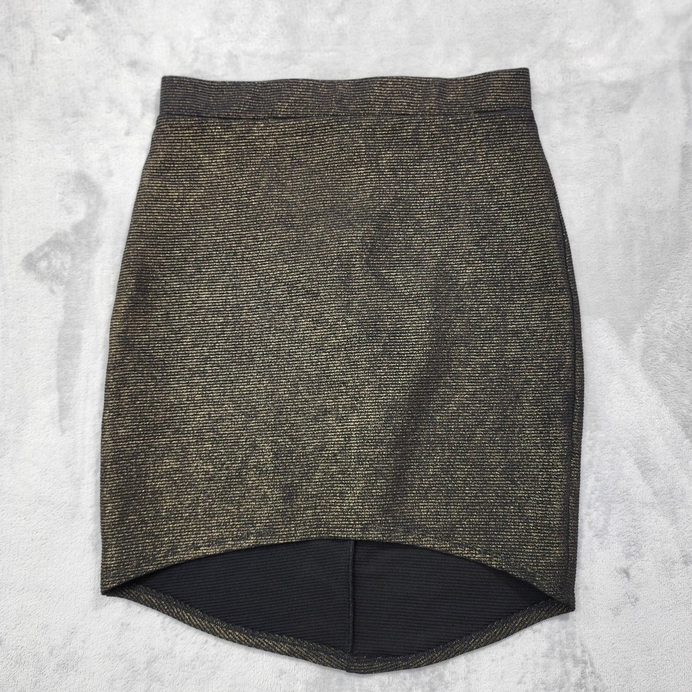 Material‎ Girl Skirt Womens M Juniors Black Metallic Knit Pencil Asymmetrical